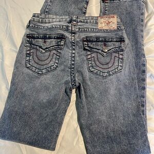 True Religion Mid Rise Straight Blue Jeans